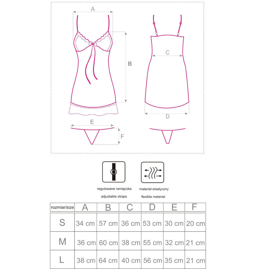 LIVCO CORSETTI FASHION - LUISE 1710 BABYDOLL + PERIZOMA NERO XL