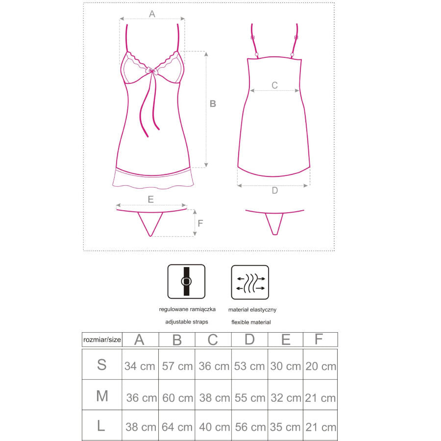 LIVCO CORSETTI FASHION - HYEONA 1710 BABYDOLL + PERIZOMA ROSA XL