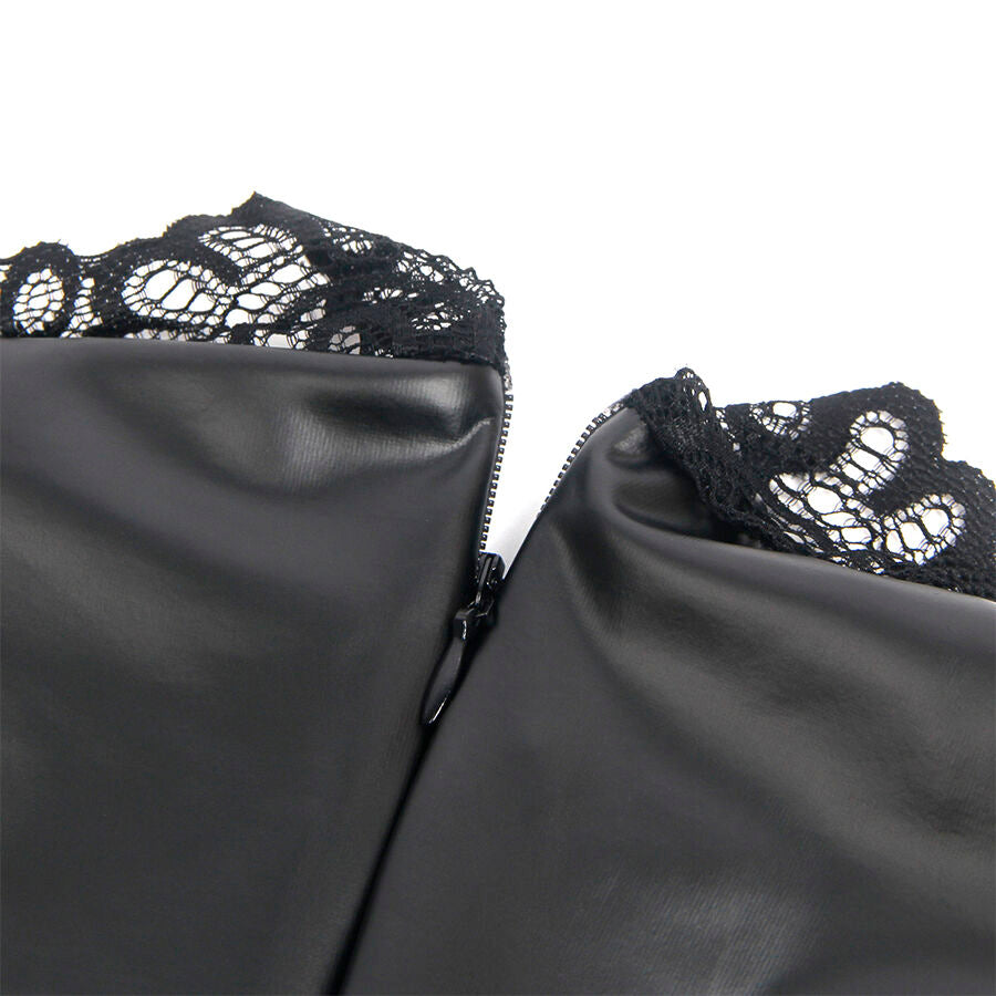 SUBBLIME - 957551 ABITO IN PELLE CON COLLO IN PIZZO NERO L/XL