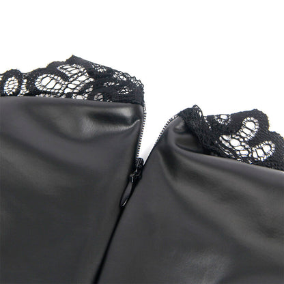 SUBBLIME - 957551 ABITO IN PELLE CON COLLO IN PIZZO NERO L/XL