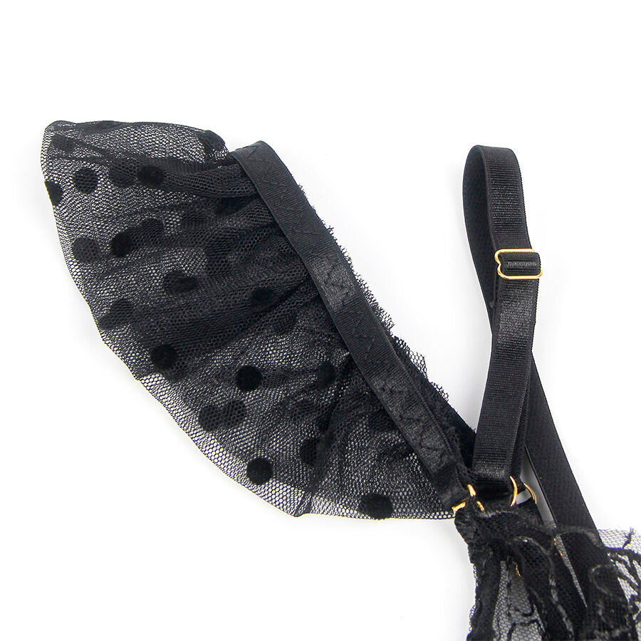 SUBBLIME - 957490 SET REGGISENO E GIARRETTIERA IN PIZZO NERO L/XL