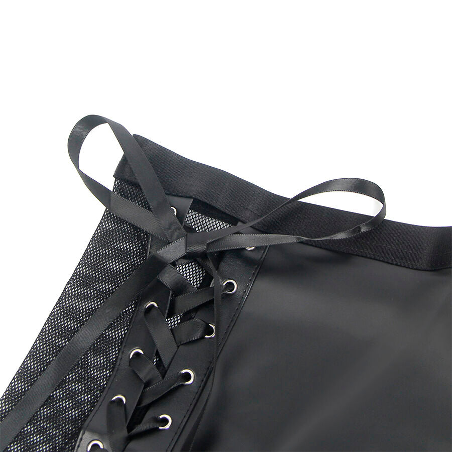 SUBBLIME - 957599 SET REGGISENO E GONNA IN PELLE NERO L/XL